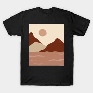 Boho Abstract Artl Landscape Sunset Mountains Design T-Shirt